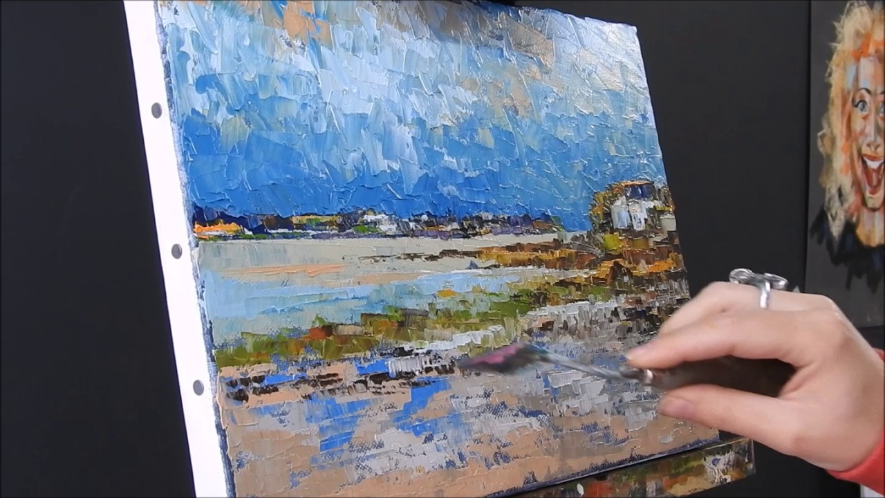 Marine   huile au couteau, par Nathalie JAGUIN