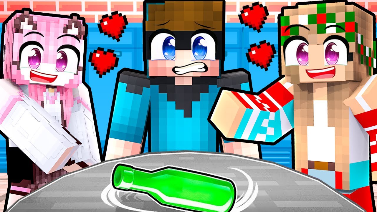 OKULDA NAS VE MİRAYLA ŞİŞE ÇEVİRMECE OYNADIM 😂 - Minecraft