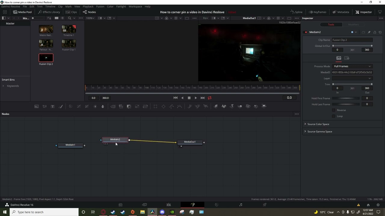 How to corner pin a video onto something in DaVinci Resolve