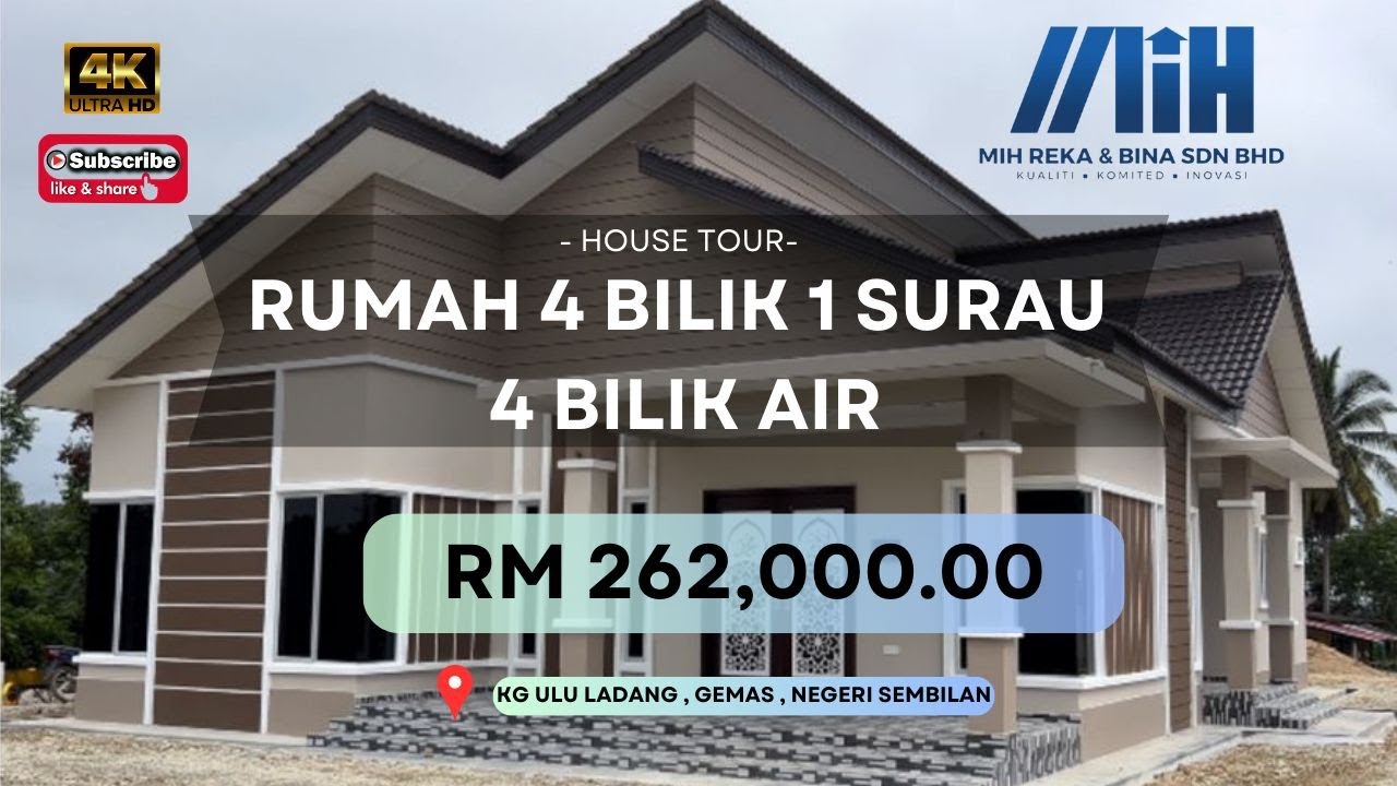 RUMAH 4 BILIK 1 SURAU  4 BILIK AIR | MIH REKA BINA SDN BHD | BINA RUMAH ATAS TANAH SENDIRI