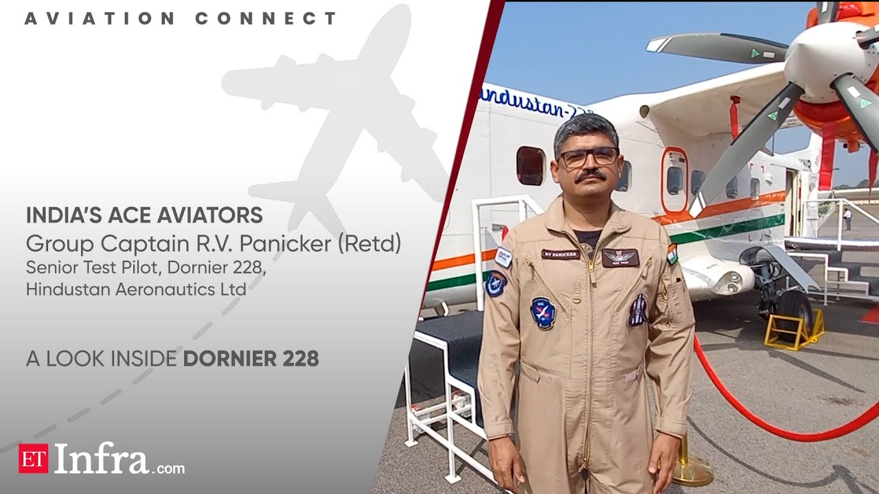 Group Captain Ranjit Panicker showcases Dornier 228 aircraft manufactured by Hindustan Aeronautics