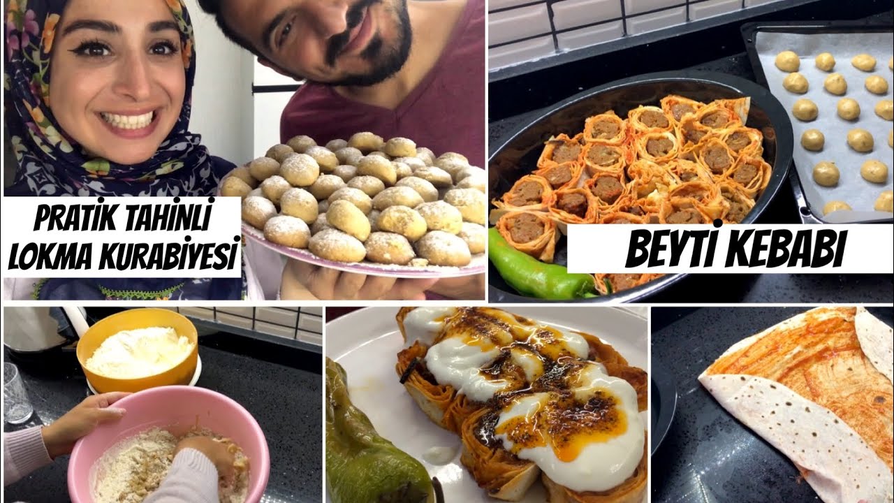 İLK KEZ BEYTİ KEBABI YAPTIM - PRATİK TAHİNLİ LOKMA KURABİYESİ - YAVRULARIMA SONUNDA KAVUŞTUM