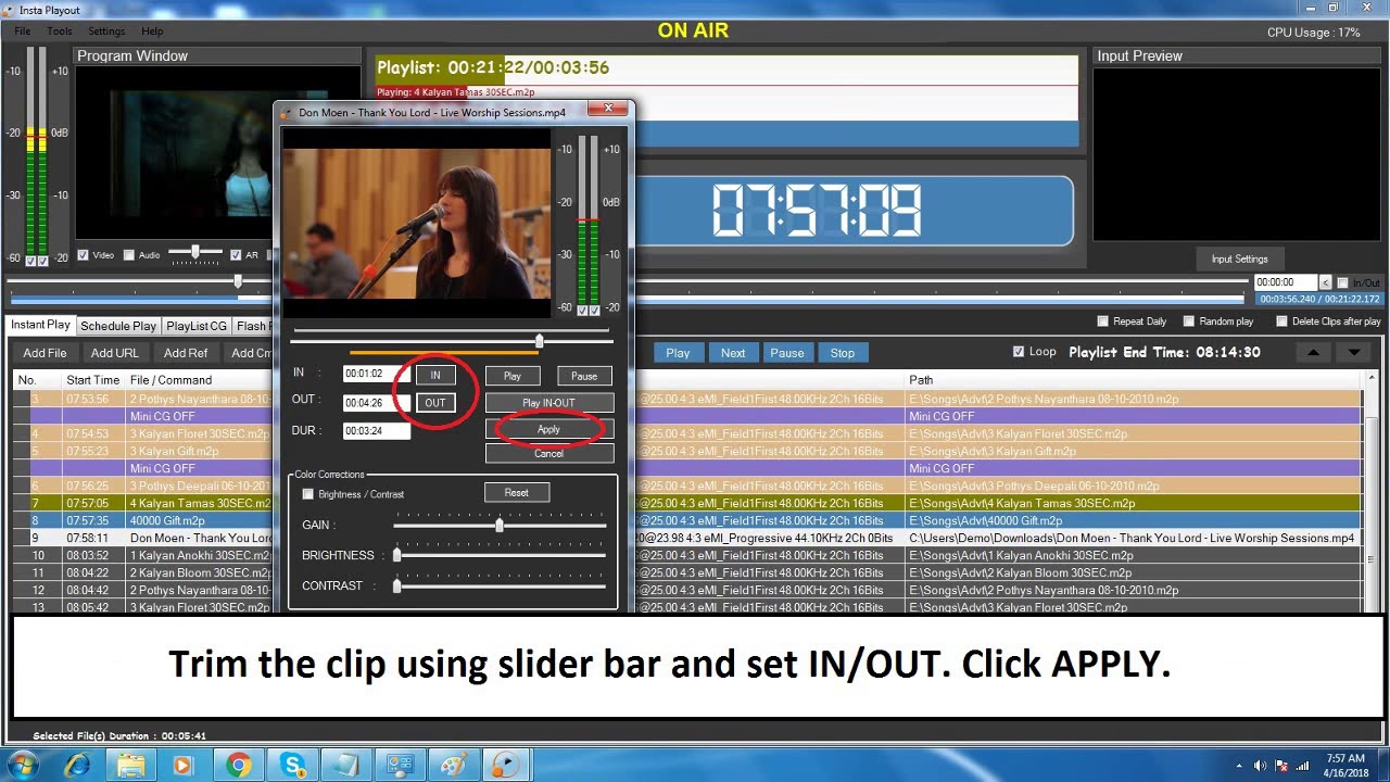 How to trim a clip in Insta playout Insta Web TV