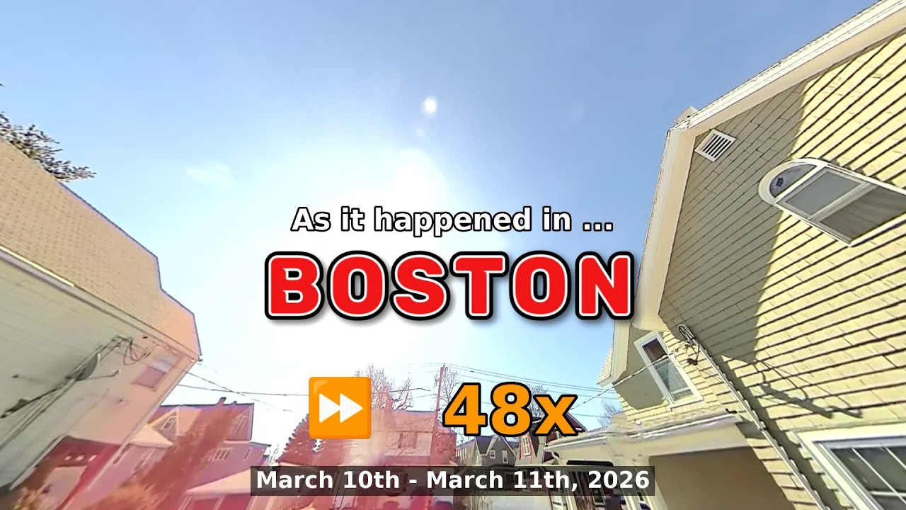 ⏩ Daily Time Lapse of the Boston Weather 180° 4k Sky Cam March 10th - 11th 2026 (48x) [Beta]