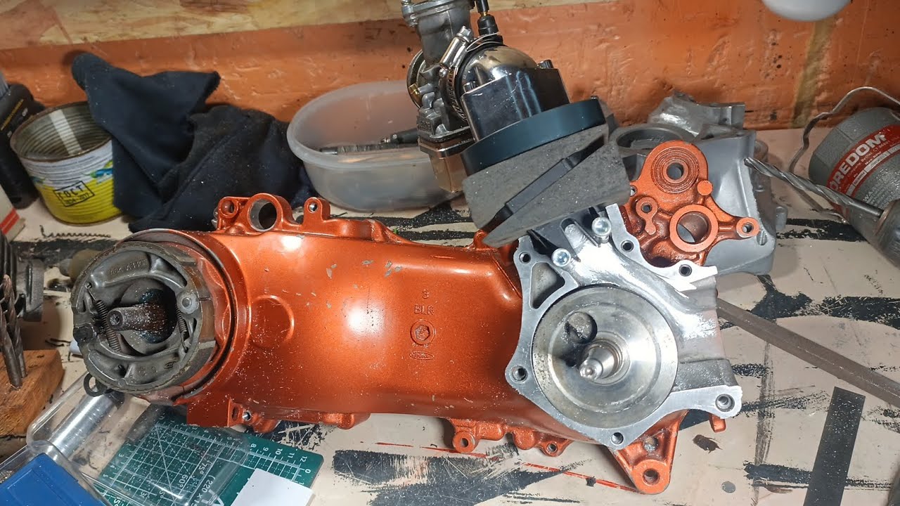 Фрезеровка картера. Установка vforce с кросача(v381s).  Начало проекта GBLKing 70-120сс dio zx