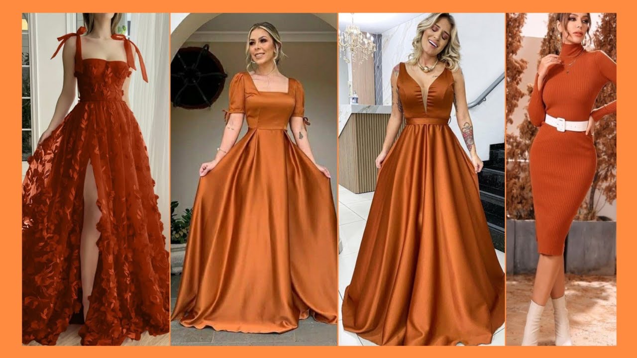 VESTIDOS COLOR NARANJA QUEMADO O COLOR LADRILLO IDEALES PARA OTOÑO