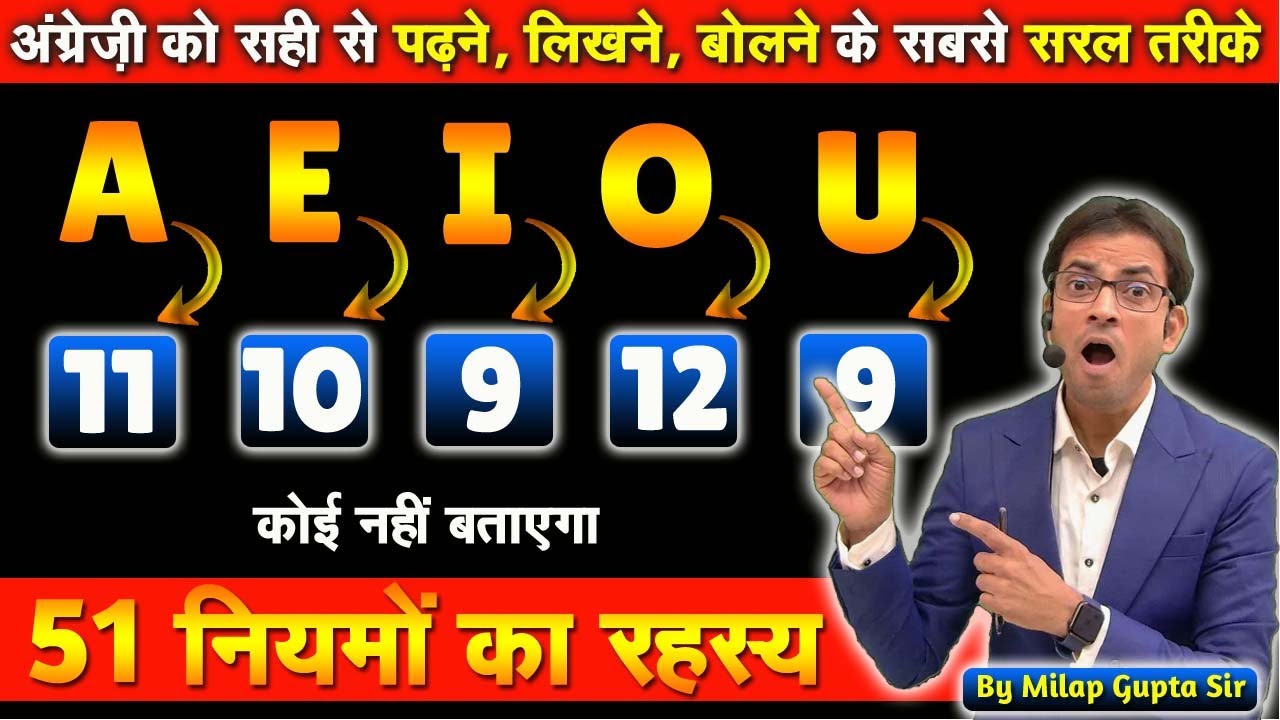 अंग्रेजी में A, E, I, O, U के 51 शानदार नियम | अंग्रेजी शब्दों की आवाज कैसी बनती है? | Vowels Sounds