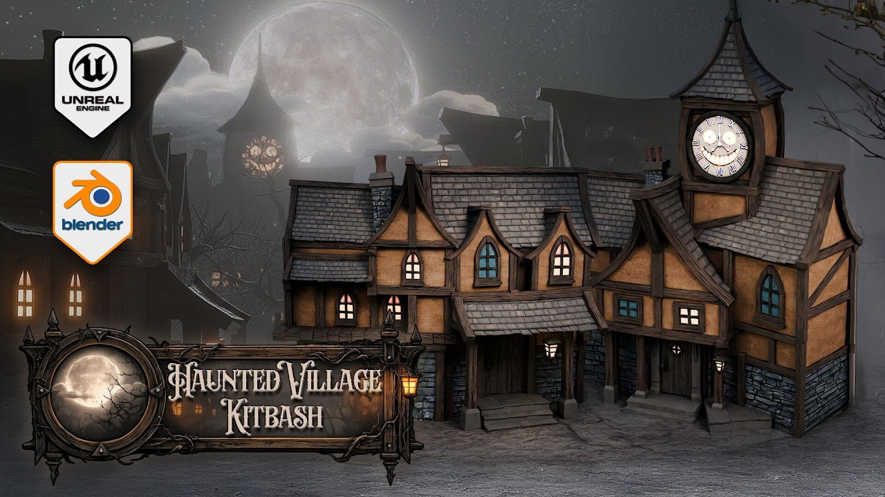 Haunted Street in Blender 5 &rarr; UE5: Course Pre-Order + 3DT Kitbash