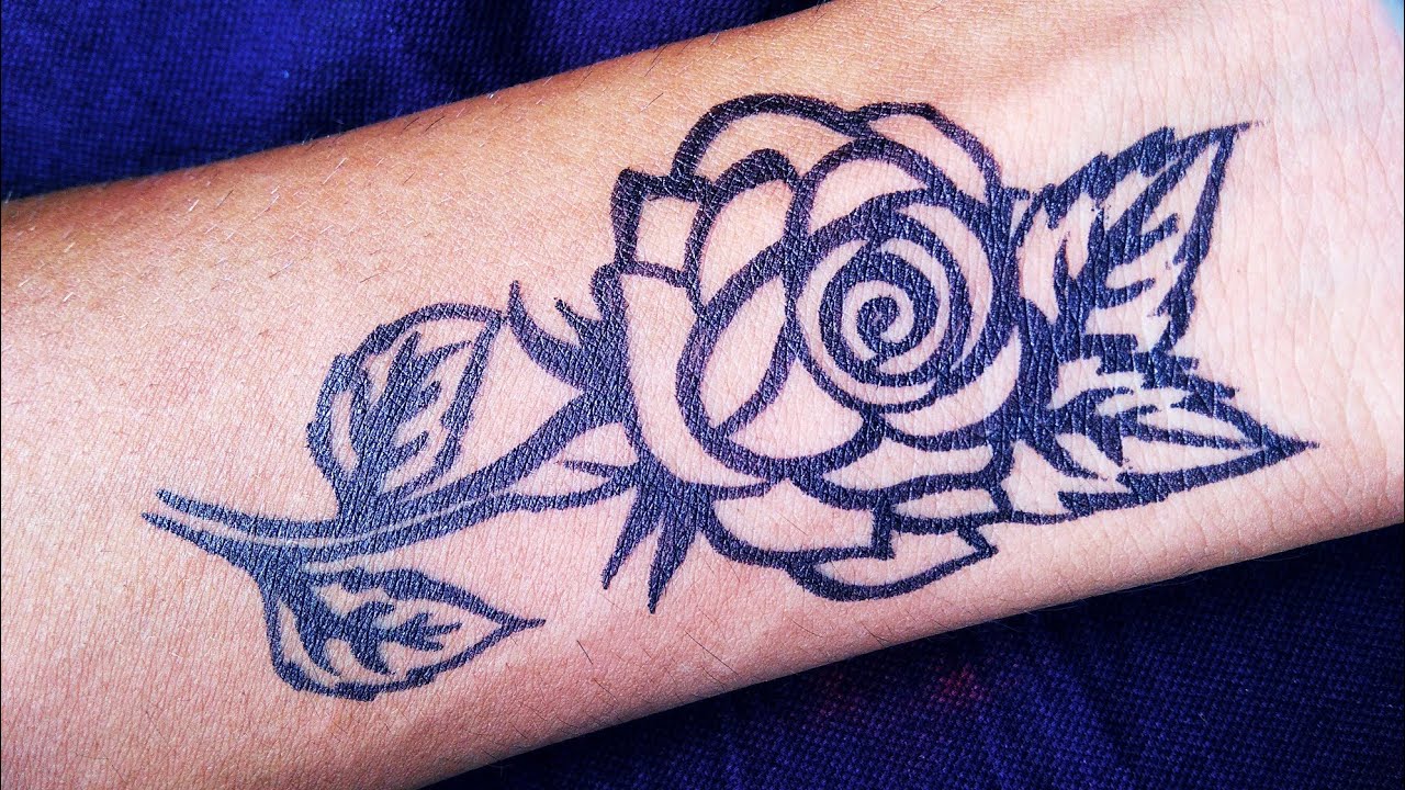 How to make Simple Rose flower Tattoo very easy
