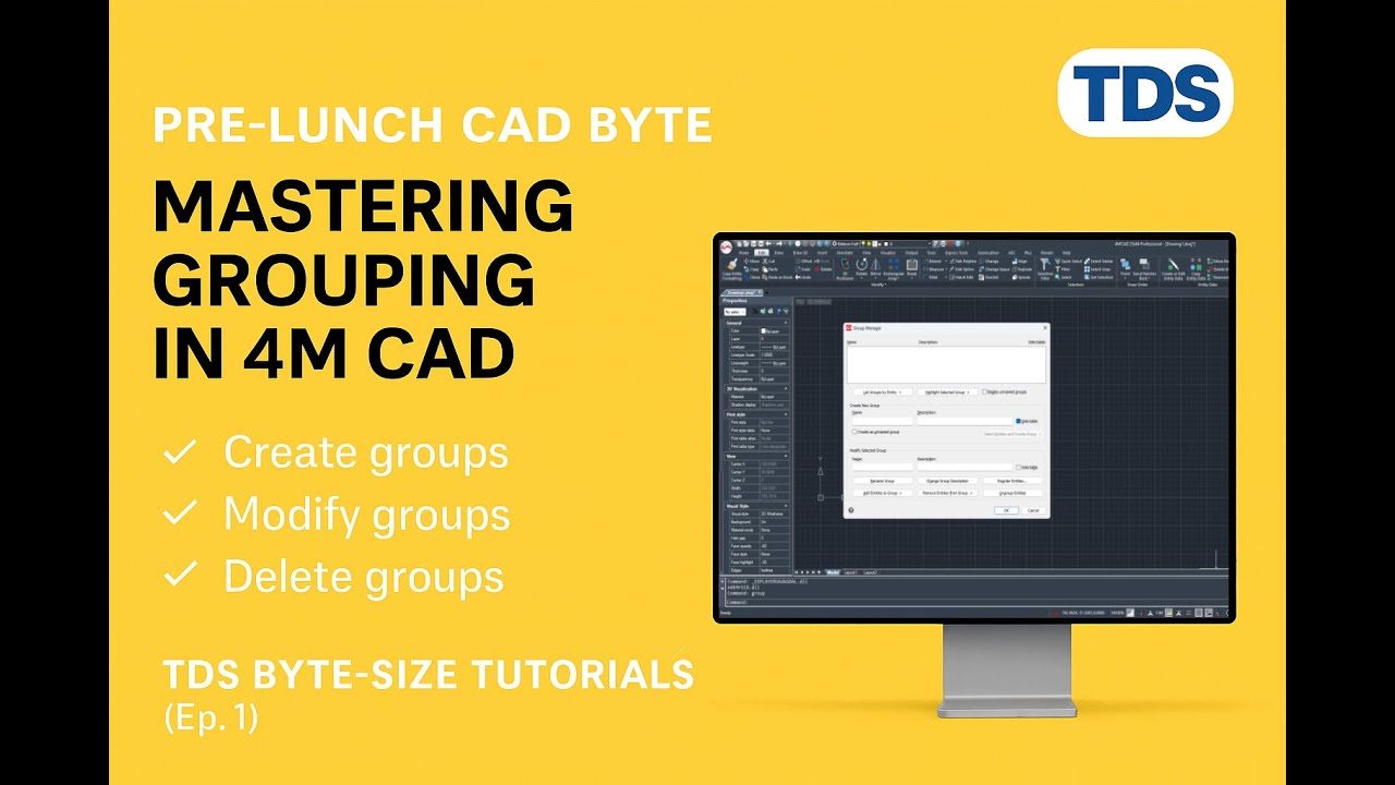 Pre-Lunch CAD Byte: Mastering Grouping in 4M CAD | TDS Byte-Size Tutorials (Ep.1)