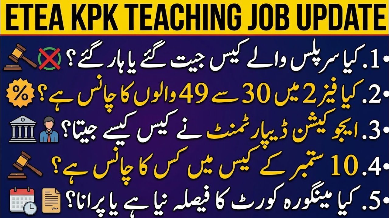 Etea kpk teaching jobs big update| Kia Surplus wale case Jeet Gye ha haar Gye?| Surplus or 30 to 49 