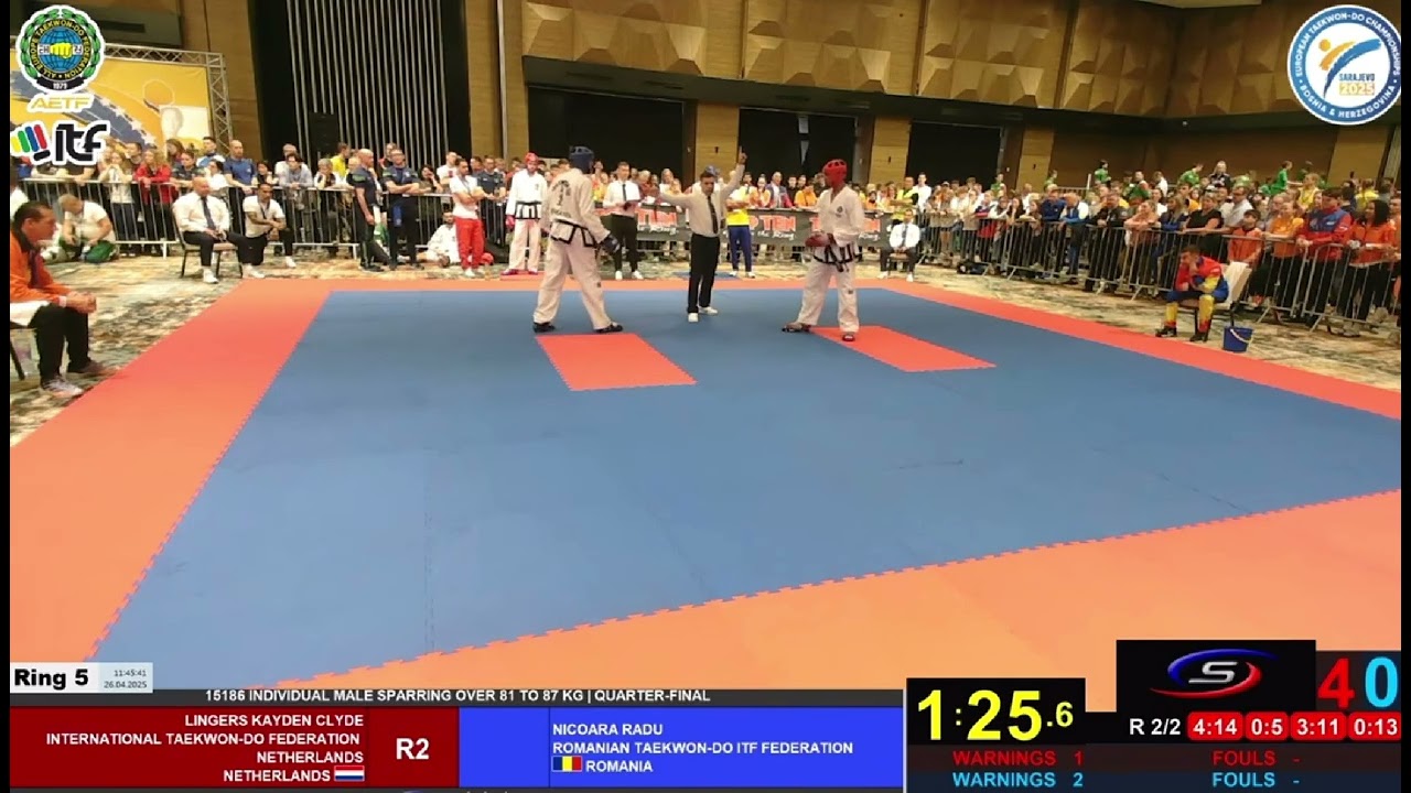 Kayden Lingers NET vs Radu Nicoara ROM ITF Taekwondo european championship 2025 sparring -87 kg