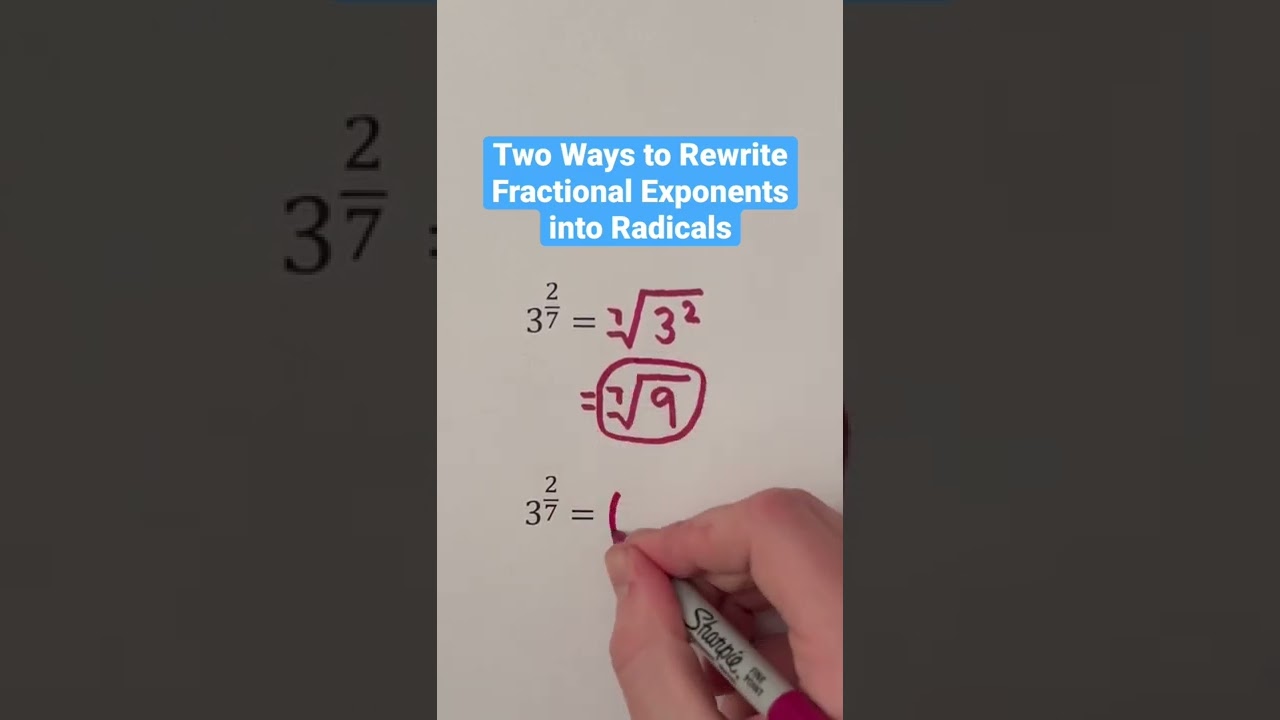 Two Ways to Rewrite Fractional Exponents into Radicals #Shorts #algebra #math
