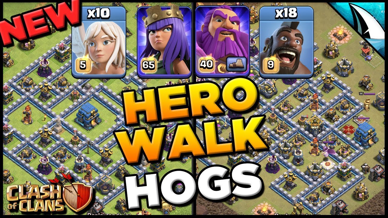 Hero Walk Hogs - NEW STRATEGY for TH 12 - Takes Down iTzu's & Earth's Legend Bases | Clash of Clans