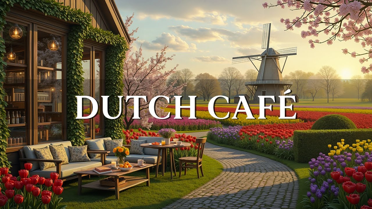 Dutch Caf&eacute; Ambience ☕ Relaxing Jazz & Bossa Nova Instrumentals in the Tulip Fields for a Happy Mood