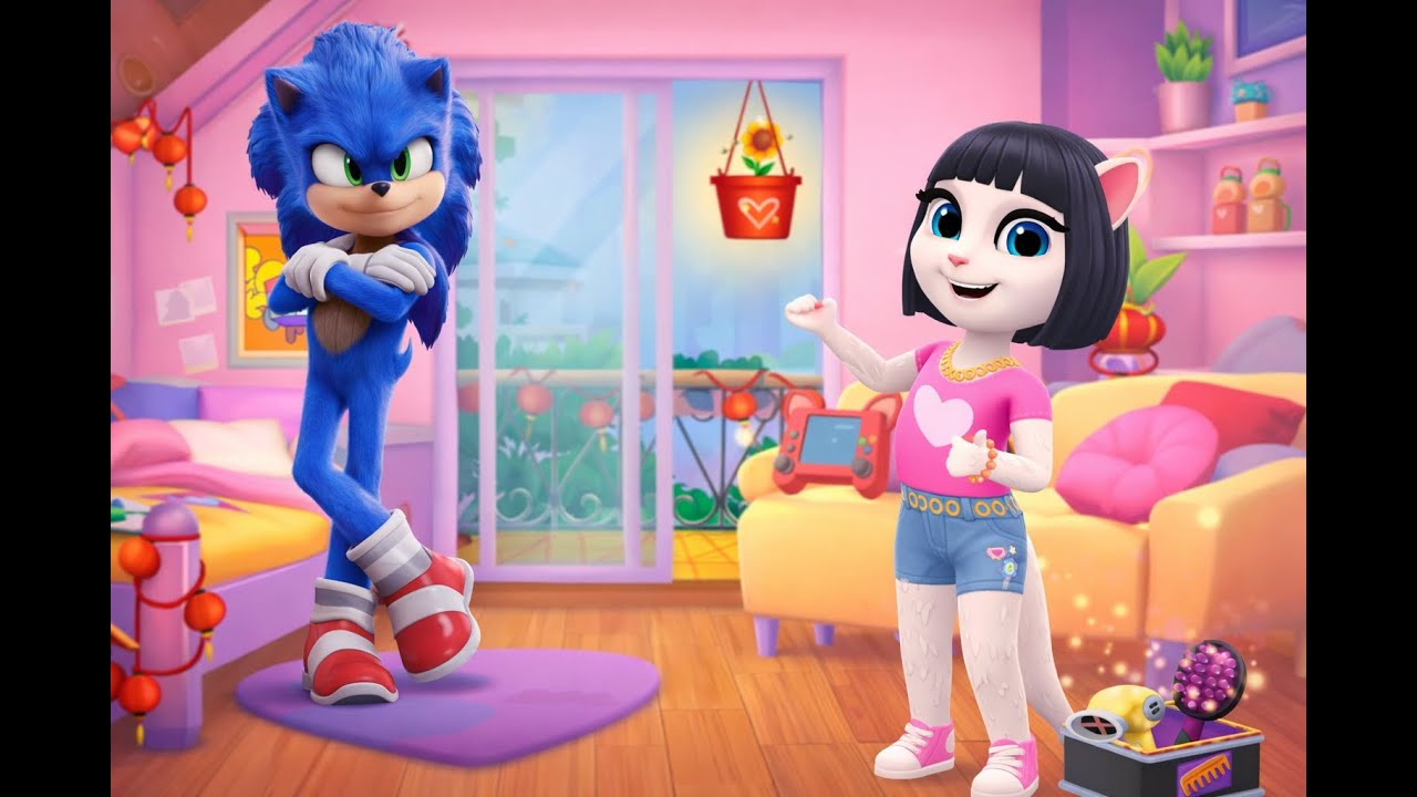 Sonic vs Talking Angela 😱 | Funny Cartoon Game Crossover