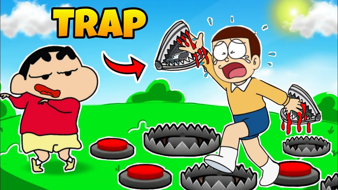 Shinchan & Nobita Play 100 Trap Challenge 😱😱 | Shinchan And Nobita Game | Funny Game |