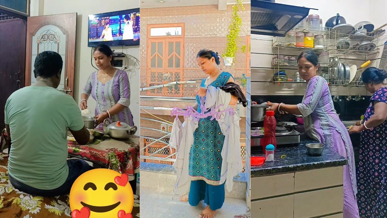 🌅 दोपहर से लेकर रात 11-30 बजे तक बिना शिकायत खुशी खुशी 🥰 करती हूँ घर के सारे काम 🥻