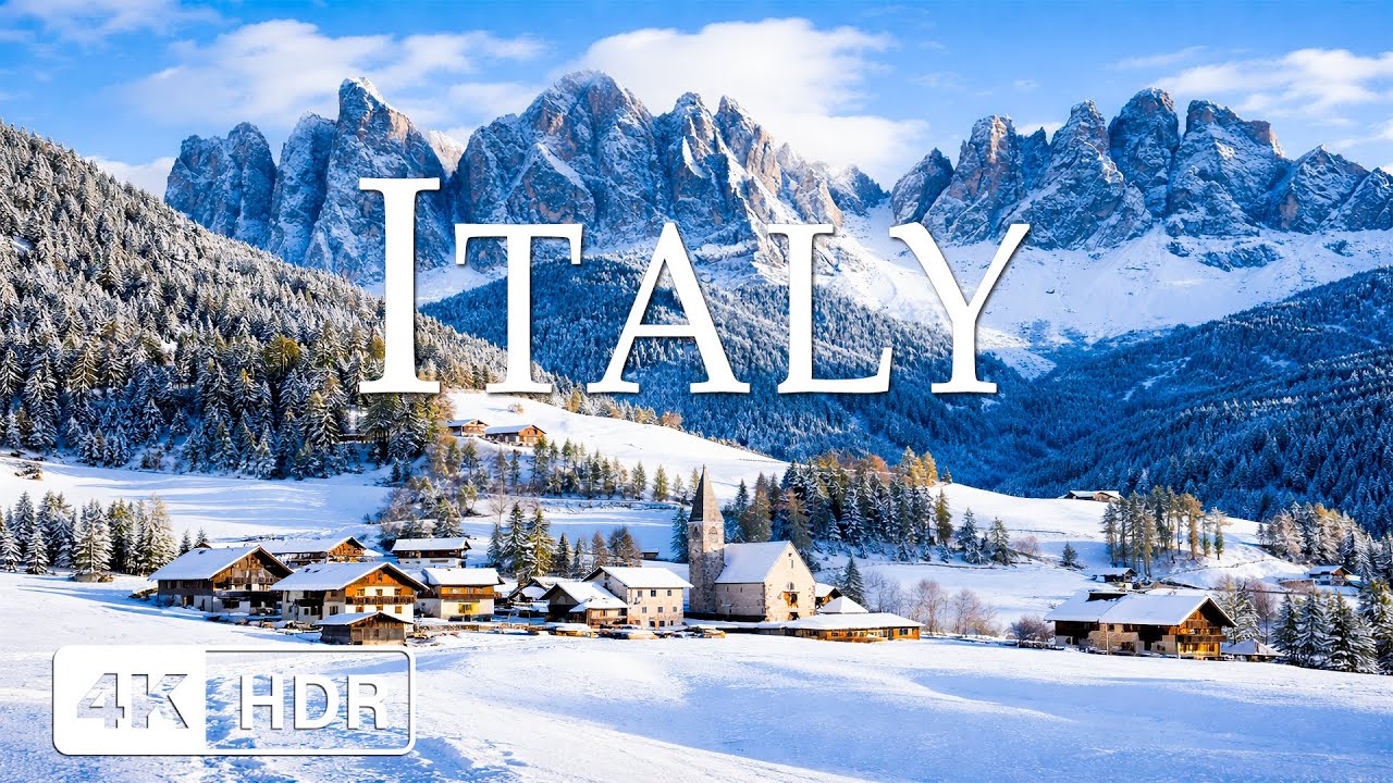 Winter in Italy 4K ❄️ Peaceful Piano Music, Stunning Winter Landscapes | Relaxation Film