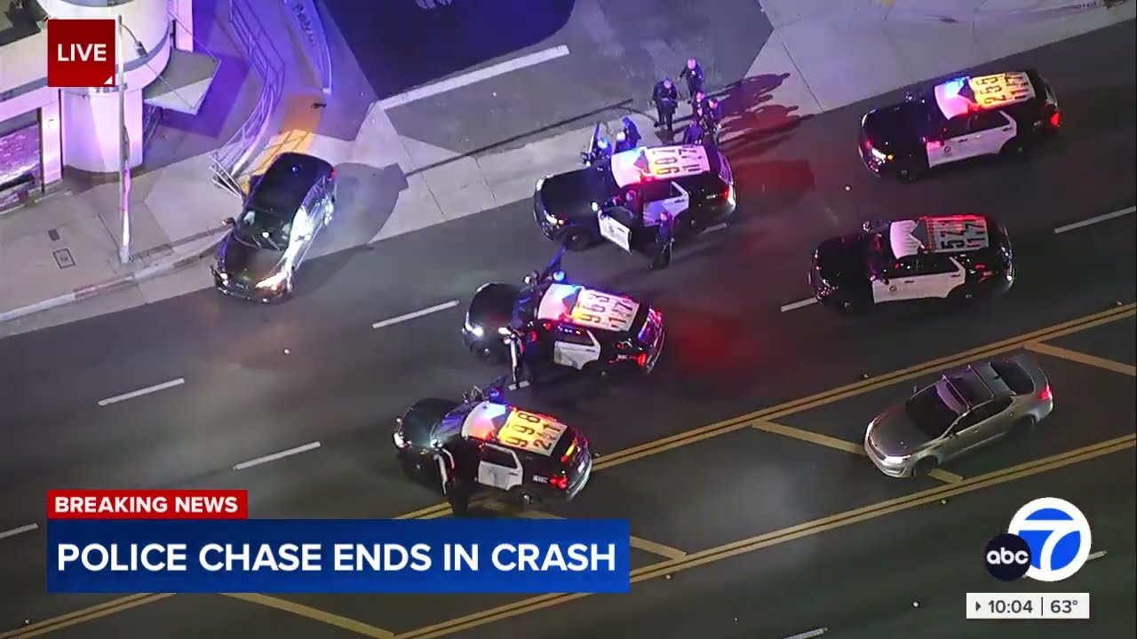 LIVE: Wild chase ends in crash in Canoga Park