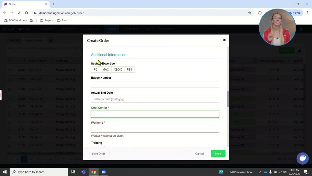 Creating a Supplier Sourcing Order With TCWGlobal's StaffingNation