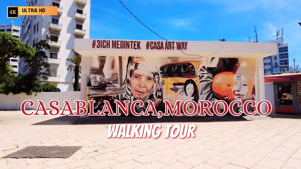 Casablanca, MOROCCO Walking Tour - 4K (PART 4 : Medina & Belvédère District)