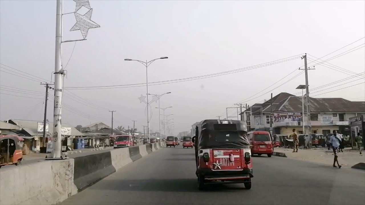 Driving along Aka Road in Uyo, Akwa Ibom State. Nigeria