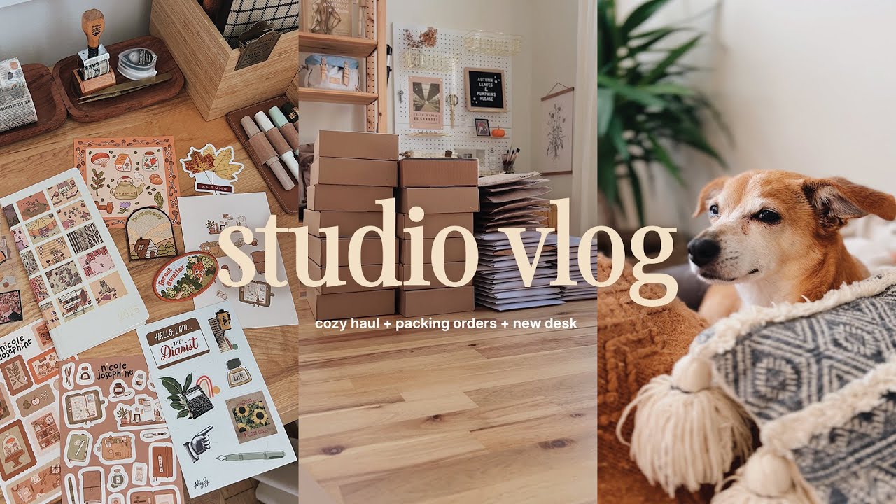 A Cozy Studio Vlog ✽ new desk, packing preorders & stationery haul