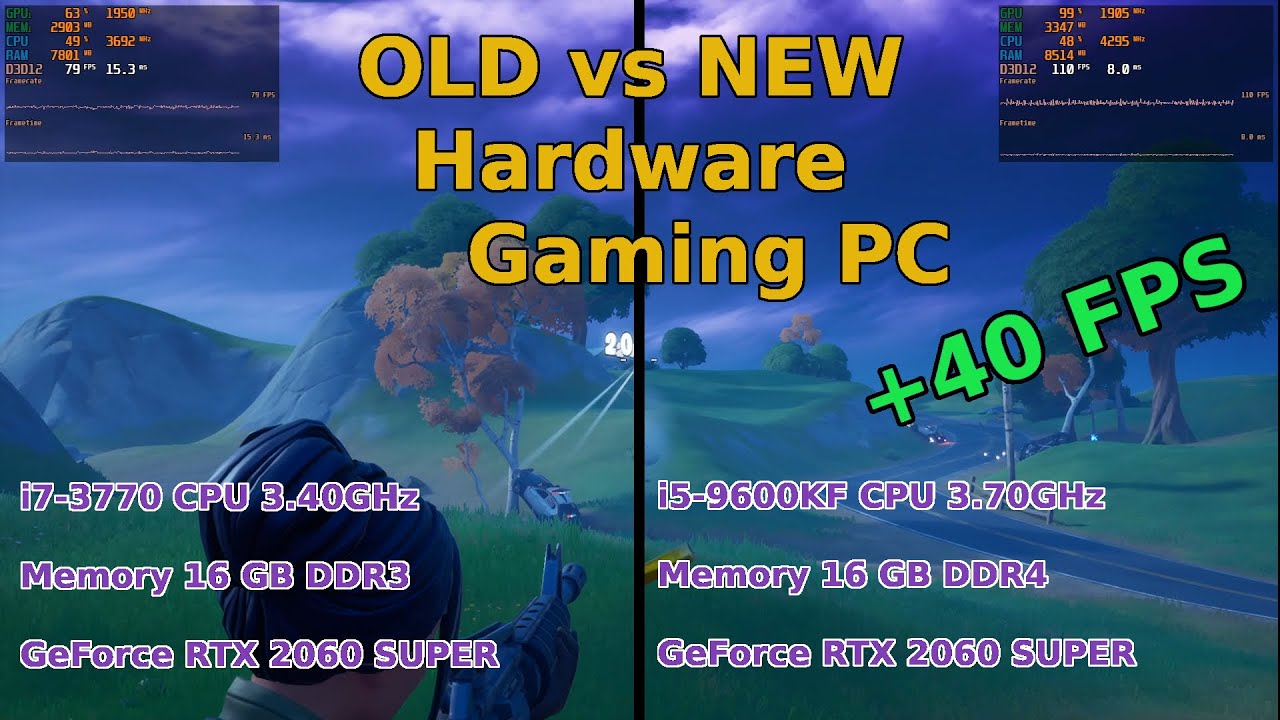 Benchmark Fortnite +40 FPS - OLD vs NEW Gaming PC Hardware - i7-3770 vs i5-9600KF - DDR3 vs DDR4
