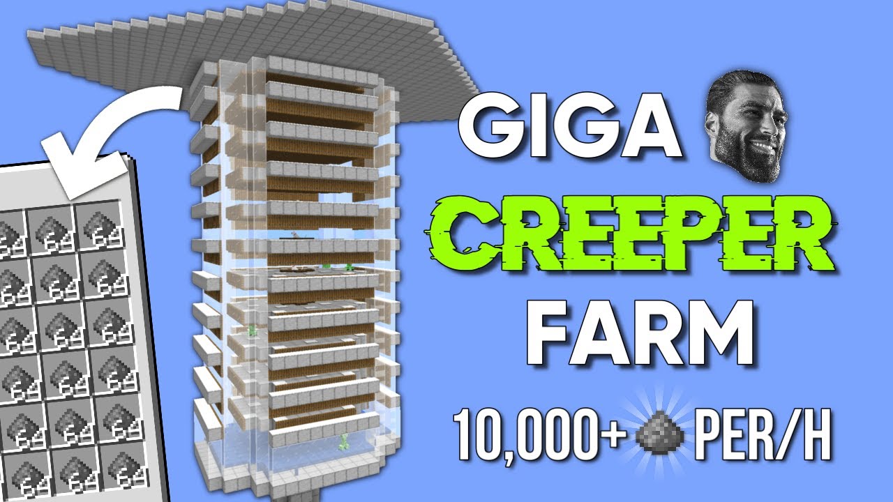 Minecraft GIGA 🗿 Creeper Gunpowder/XP Farm 1.21 Tutorial | 10,000+ Gunpowder Per Hour