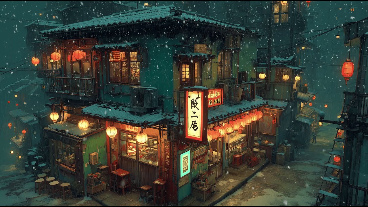 Warm Room Cold Snow Outside ❄️ lofi hip hop for study, sleep and cozy winter vibes | Rainy Ryokan