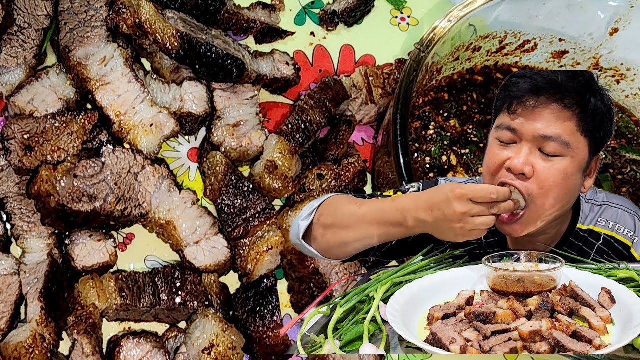 ย่างเนื้อเสือ​ร้องไห้​แจ่ว​ขม​ๆ​#ย่างเสือร้องไห้ #ย่างเนื้อ #mukbang #food #eatingshow 