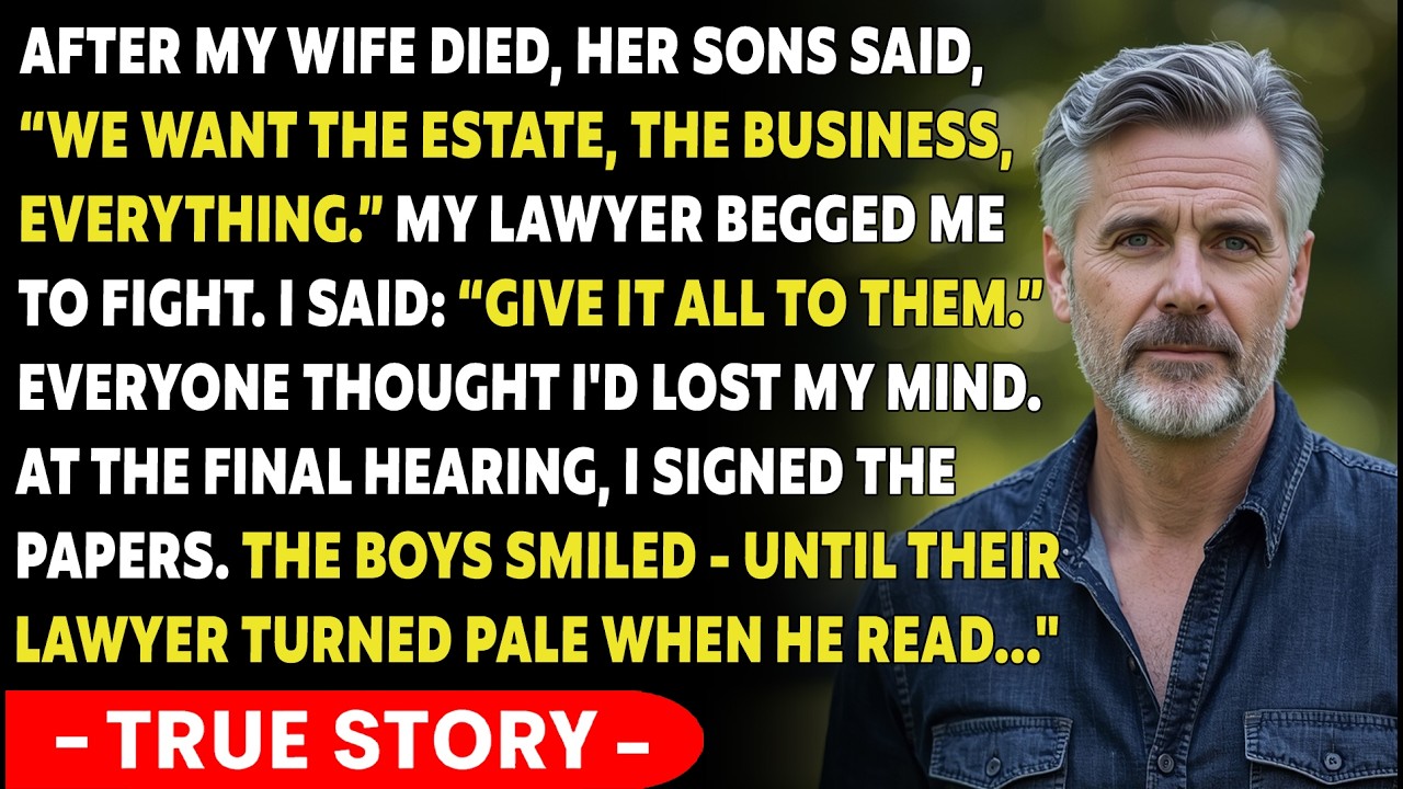 I Gave My Greedy Stepsons Exactly What They Wanted. Their Lawyer Read One Sentence And Froze...