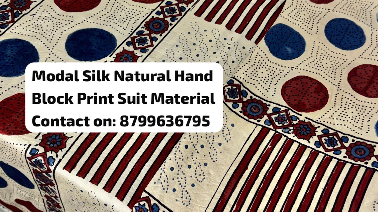 Modal Silk Natural Ajrakh Hand Block Print Suit Material
