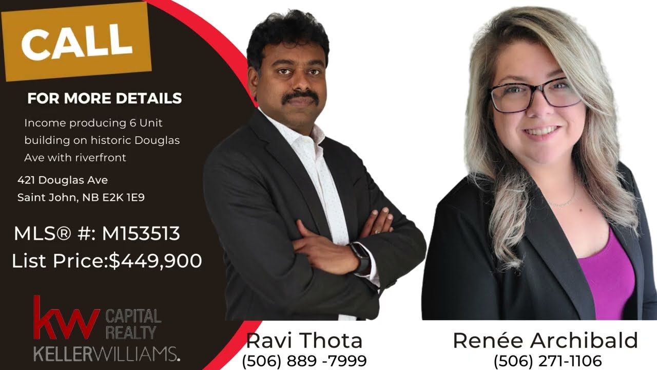 6 Unit building for sale in SaintJohn Newbrunswick. -Ravi Thota-Keller Williams Capital Realty