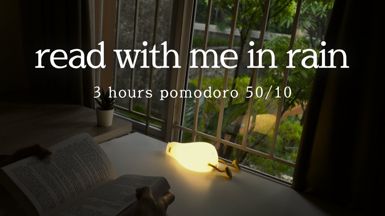⛈️ 3 hrs study with me in rain | pomodoro 50/10 | rain music for reading and studying