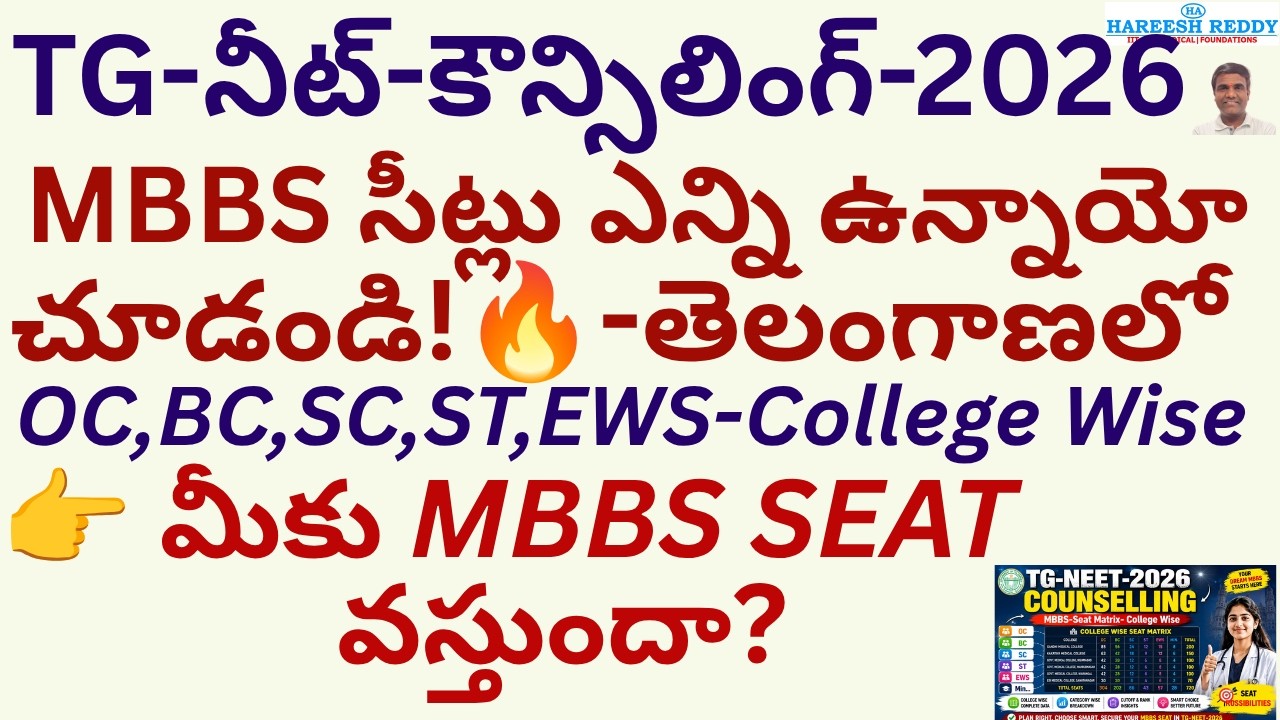 MBBS SEAT వస్తుందా? 😱మీ RANKకి ఏ కాలేజీ  చూడండి!తెలంగాణ MBBS SEAT MATRIX 🔥COLLEGE WISE OC |BC|SC-TG.