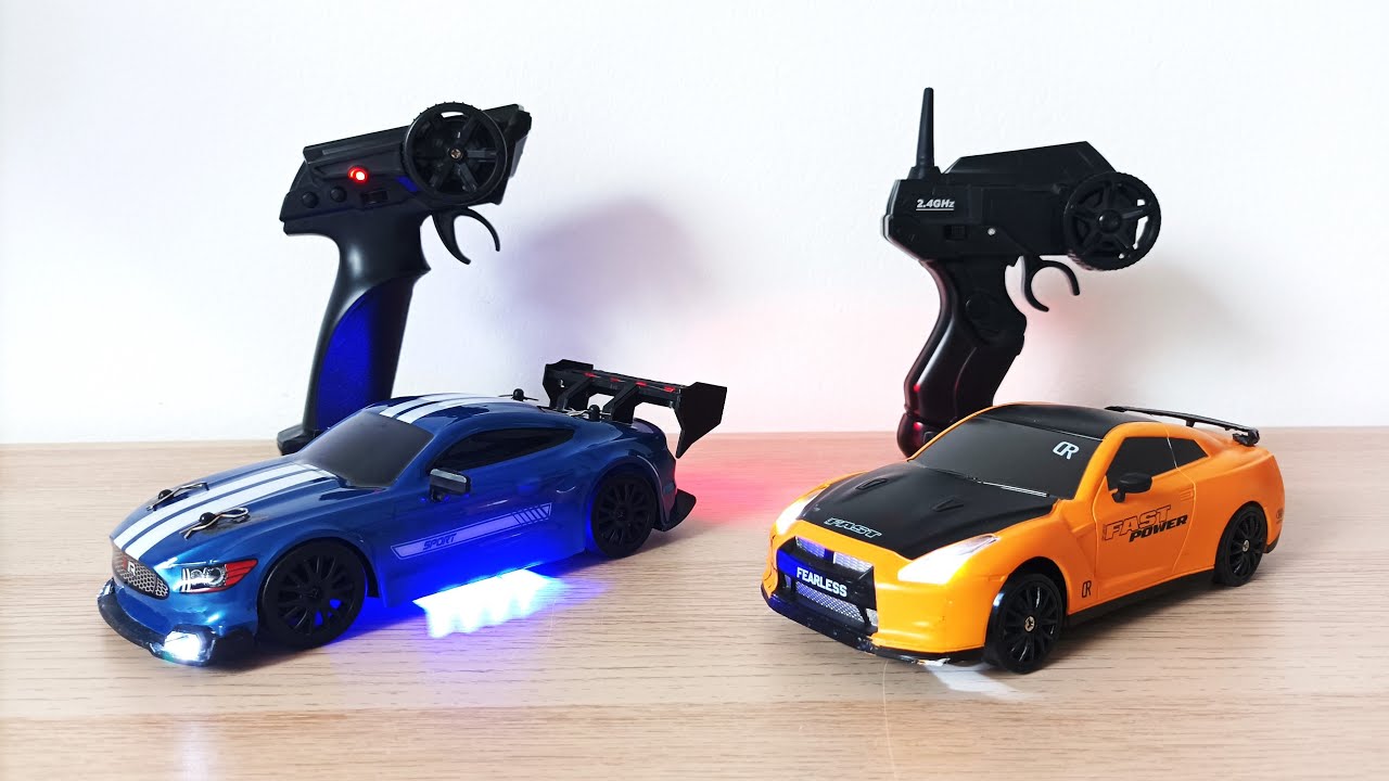 4WD 1:24 Drift RC Cars Demo and Review. Nissan GT-R (GTR AE86) vs Ford Mustang (GTRPRO AE86PRO).