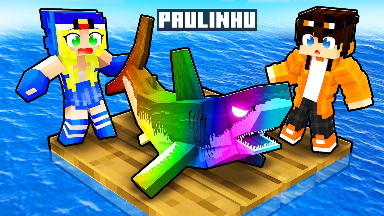 Fingi ser um MEGALODON OP em uma JANGADA no Minecraft