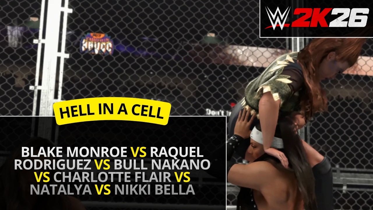 WWE 2K26 – Charlotte Flair vs Nakano vs Nikki Bella vs Natalya vs Raquel Rodriguez (Hell in a Cell)