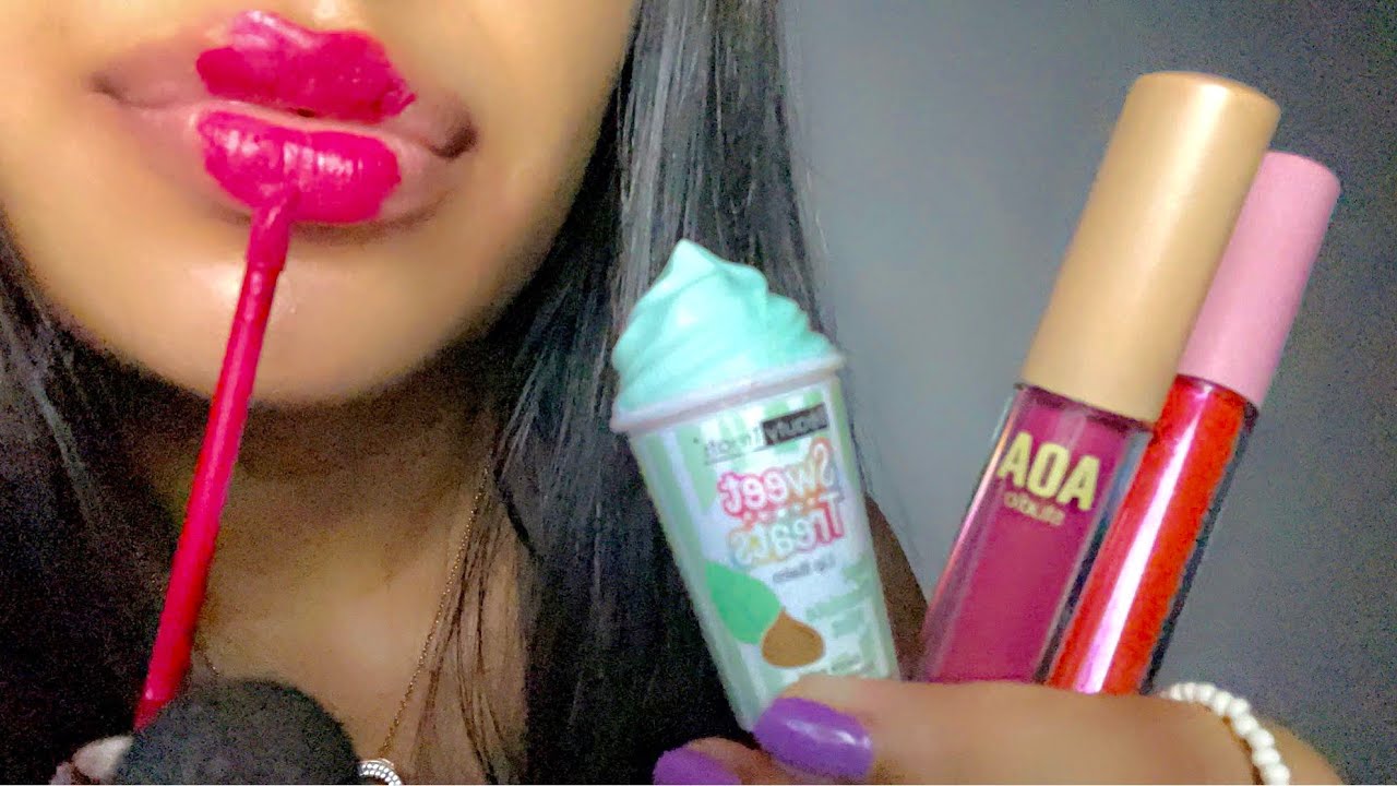 ASMR~ Tingly 1 Dollar Lipglosses & Lipsticks (WET mouth sounds, tapping & whispering)