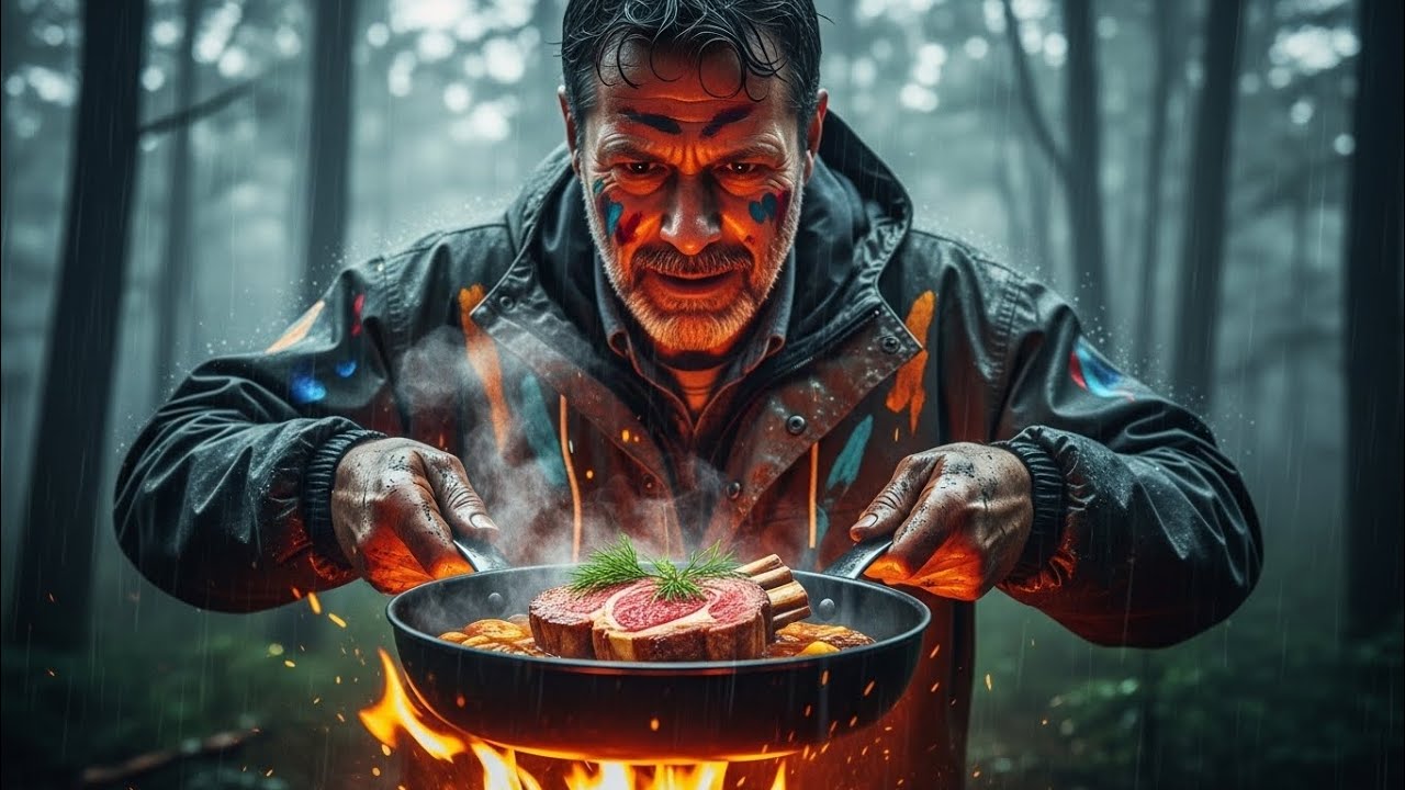 $200 Prime Rib Stew in the Rain | Secret Forest Cooking ASMR Experience