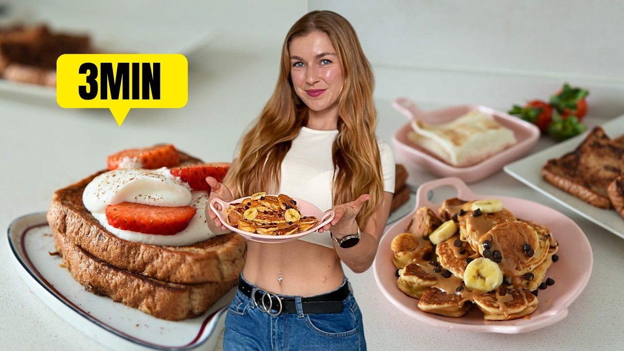 3 Desayunos Altos en Proteína FACILES y RÁPIDOS 🥞Recetas saludables para PERDER GRASA