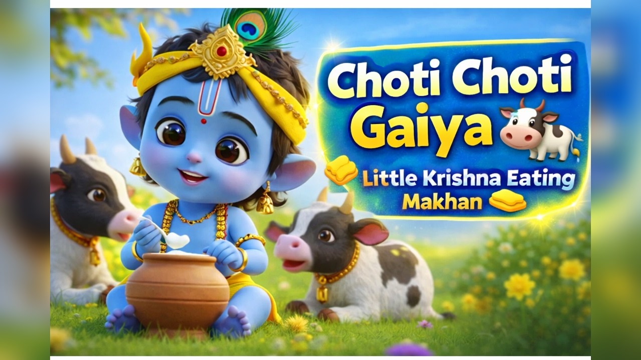 Little Krishna Song 🦚 |छोटी छोटी गैया छोटे छोटे ग्वाल | Choti Choti Gaiya Chote Chote Gwal #cartoon