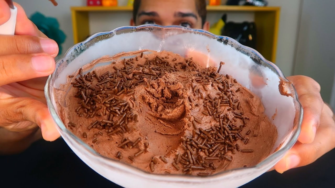 Fiz o Sorvete de 3 ingredientes de CHOCOLATE