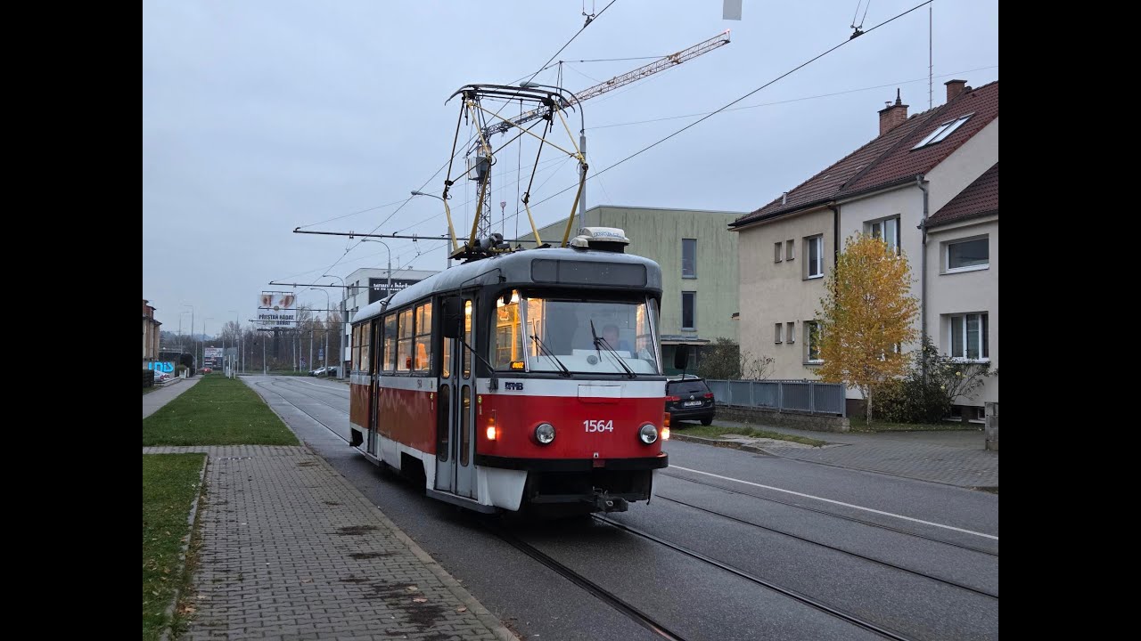 Jízda tramvají T3P #1564 na Lince 10 směr Stránská skála