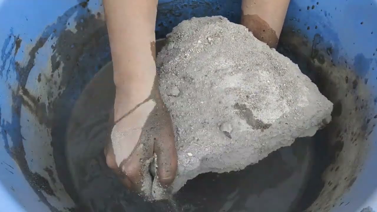 Asmr - Gritty sand cement Big slabs crumbling in water 💦💦