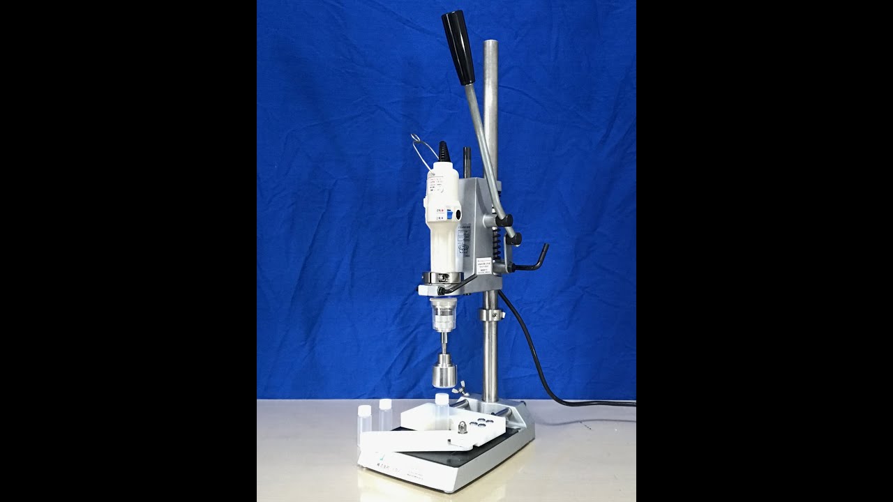 ㈱テクノの卓上キャッパー ハンドル式スタンドタイプ　PPバイアル容器のキャッピング　#キャップ締め機 #キャッパー #バイアル #PP #ポリプロピレン #ペットボトル