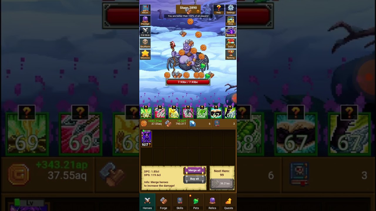 Idle Pixel Heroes: Idle Merger No Skill Cooldown