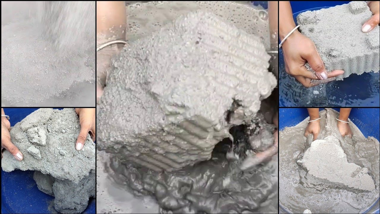 Asmr - P2 full video Super dusty crunchy sand cement dry water 💦crumbling